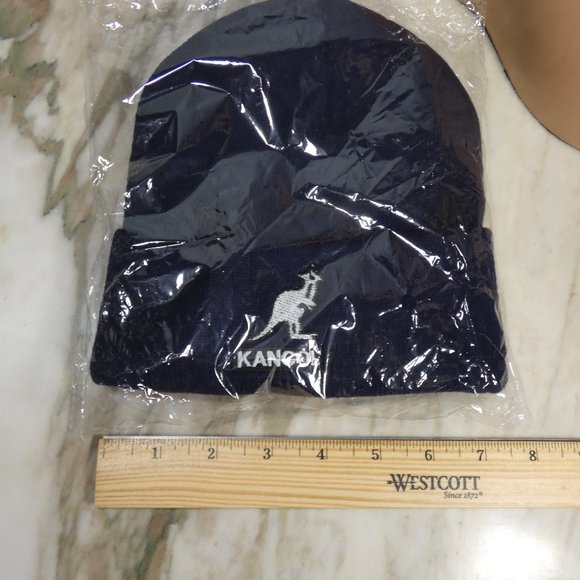 Kangol Knit Cap Beanie Navy/Dark Blue White Logo - Picture 8 of 9